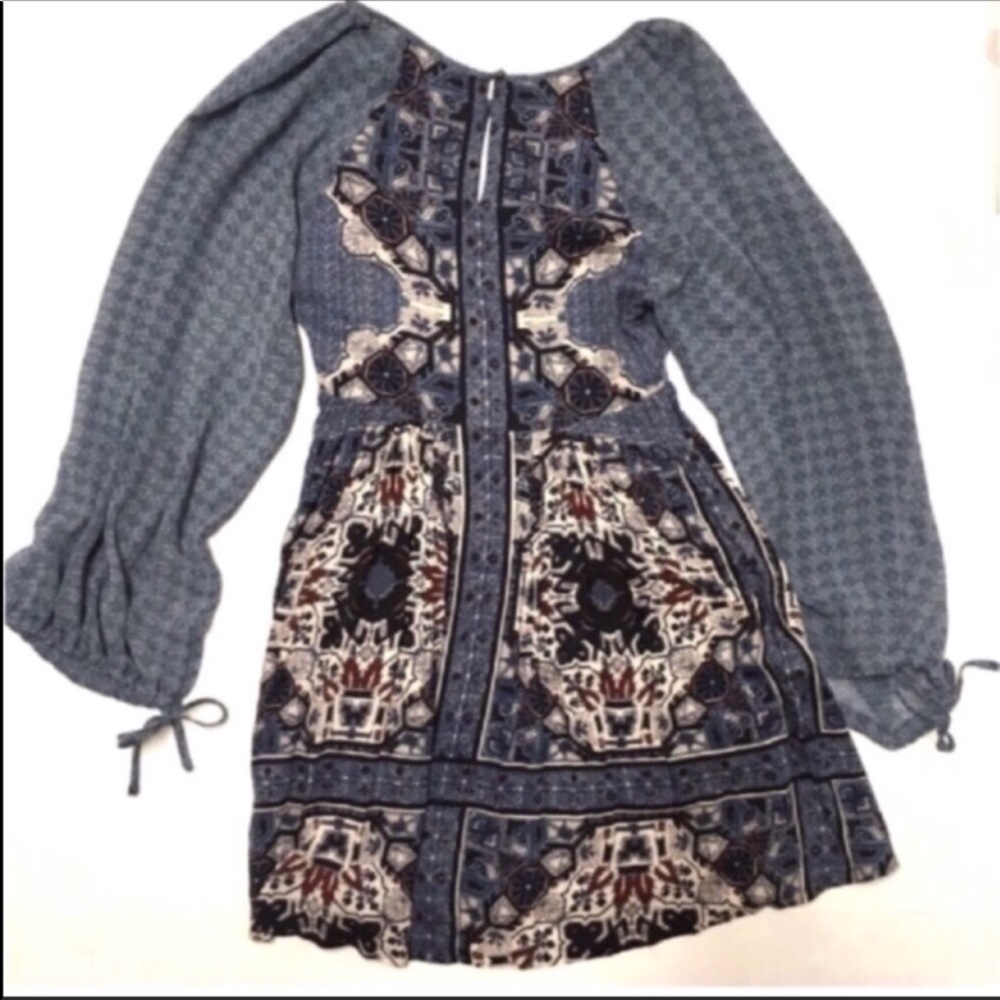 3/$50 Free People Oksana blue boho dress 2 XS - Picture 5 of 7